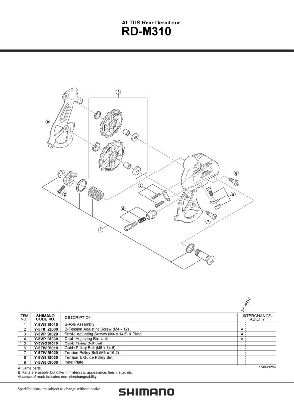 KOTAČIĆ ZADNJEG MJENJAČA SHIMANO RD-M310, GUIDE I TENSION PULLEY - Slika 2