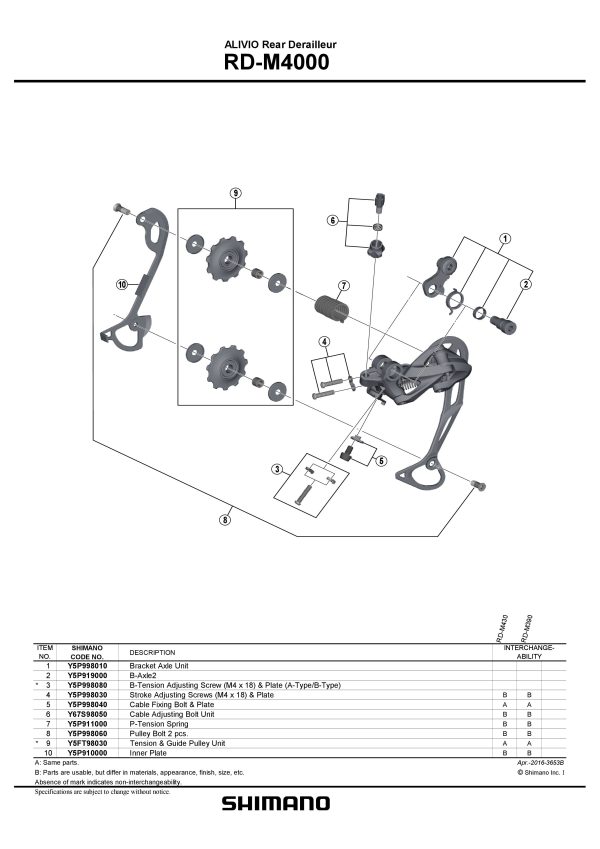 VIJAK KOTAČIČA MJENJAČA SHIMANO RD-M4000, 2 KOM - Slika 2