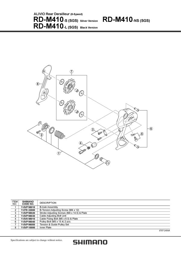 KOTAČIĆ ZADNJEG MJENJAČA SHIMANO RD-M410, GUIDE I TENSION PULLEY