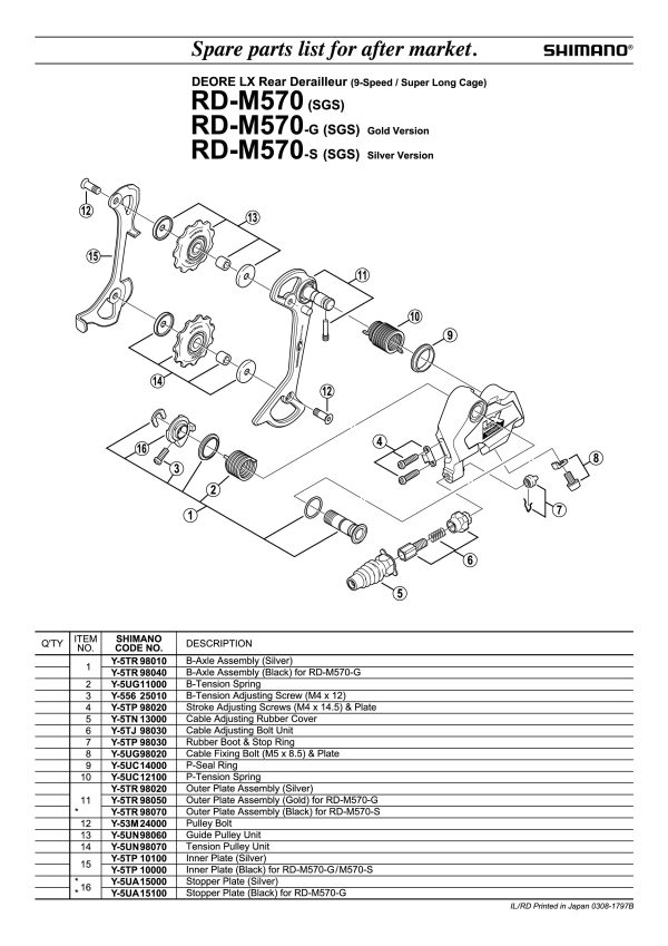 PLOČICA ZADNJEG MJENJAČA UNUTARNJA SHIMANO RD-M570 SGS, SREBRNA - Slika 2