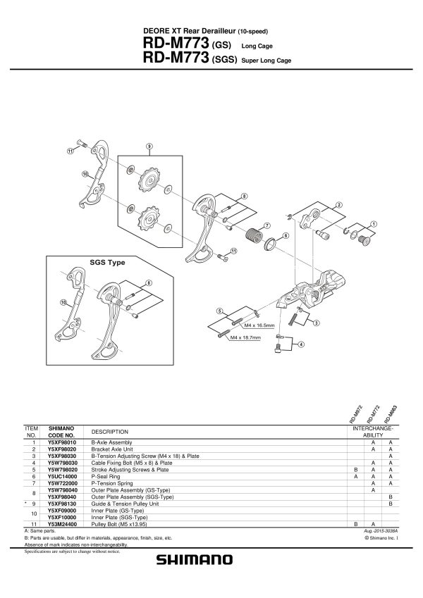 NOSAČ ZADNJEG MJENJAČA SHIMANO DEORE XT RD-M773 - Slika 2
