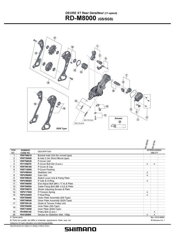 KOTAČIĆ ZADNJEG MJENJAČA SHIMANO RD-M8000, GUIDE I TENSION PULLEY - Slika 2