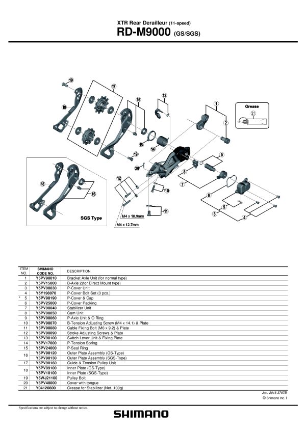 KOTAČIĆ ZADNJEG MJENJAČA SHIMANO RD-M9000, GUIDE I TENSION PULLEY - Slika 2