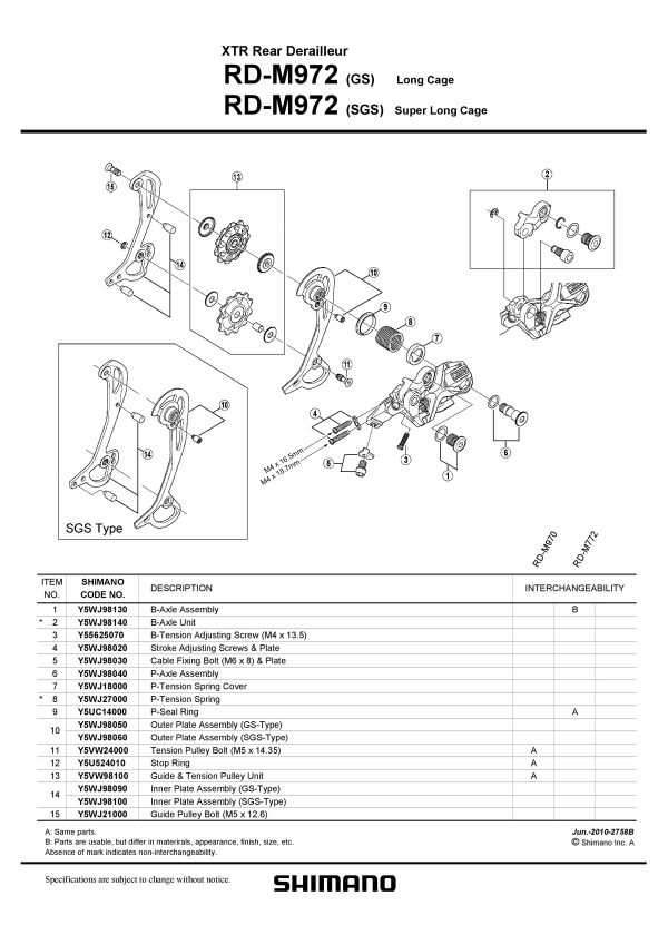 VIJAK KOTAČIČA MJENJAČA SHIMANO XTR RD-M970 (GUIDE PULLEY) - Slika 2