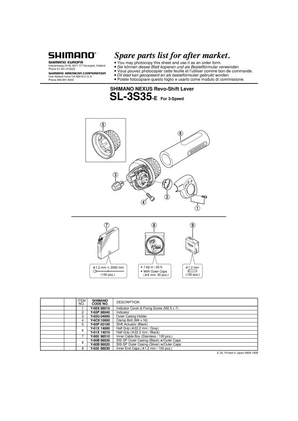 INDIKATOR BRZINA SHIMANO SL-3S35-E I VIJAK M2.5X7 - Slika 2