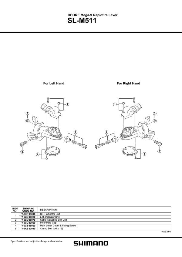 INDIKATOR BRZINA SHIMANO ZA DEORE SL-M511, DESNI - Slika 2