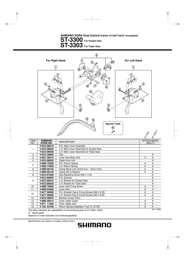 MEHANIZAM RUČICE KOČNICE/MJENJAČA SHIMANO ST-3300 LIJEVI - Slika 2
