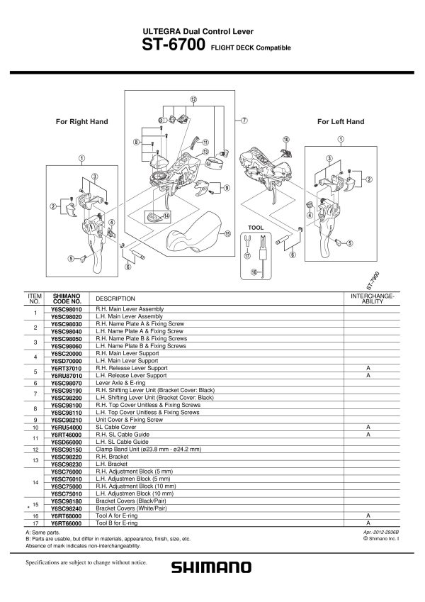 MEHANIZAM RUČICE KOČNICE/MJENJAČA SHIMANO ST-6700 DESNI
