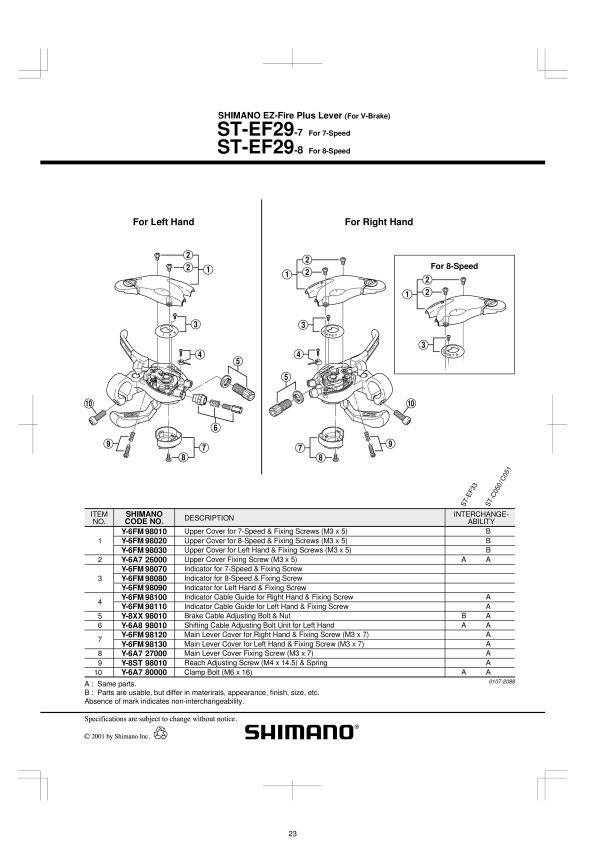 INDIKATOR BRZINA SHIMANO ST-EF29, LIJEVI I VIJAK - Slika 2