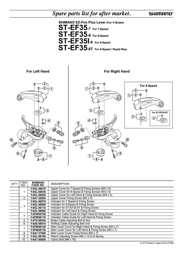 INDIKATOR BRZINA SHIMANO ST-EF35, LIJEVI I VIJAK - Slika 2
