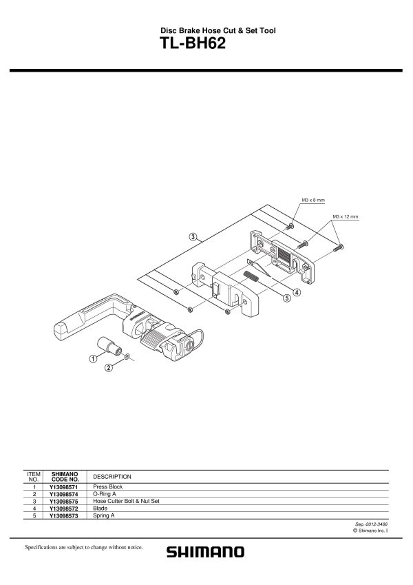 ALAT SHIMANO TL-BH62 ZA REZANJE ULJNE CIJEVI I MATICA SET