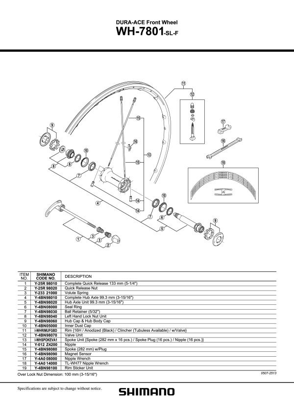 KUGLICA VJENČIĆ SHIMANO ZA WH-7801-SL-F (5/32")
