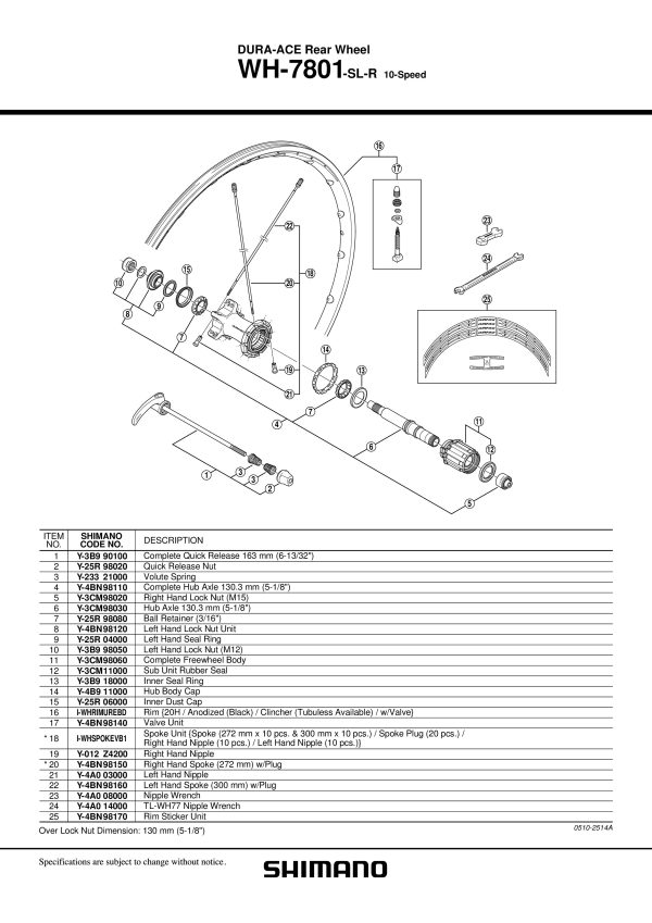 KONUS SHIMANO ZA WH-7801-SL-R, LIJEVI,