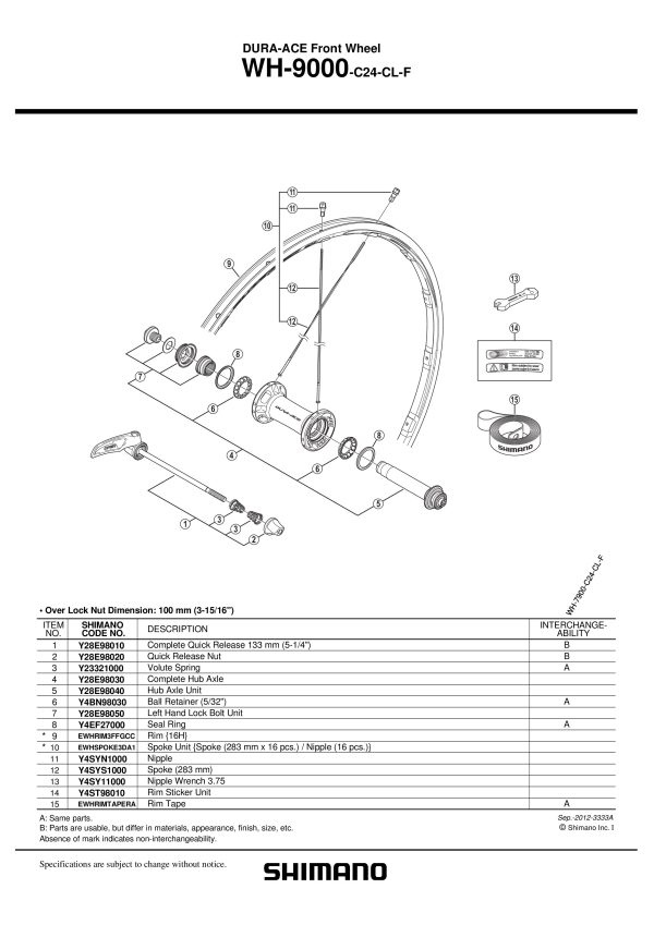NIPLA SHIMANO WH-9000-C24-CL