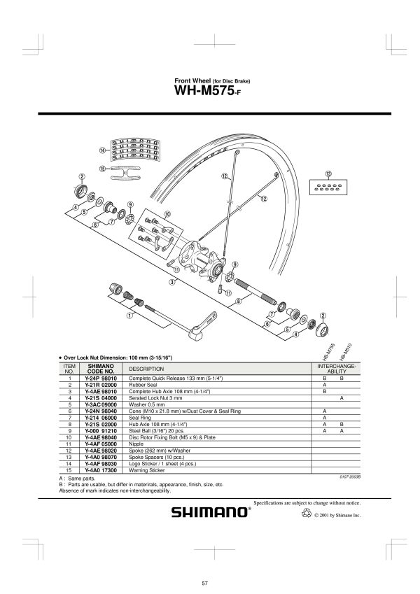 ŽBICA SHIMANO ZA WH-M575 PREDNJA 262MM - Slika 2