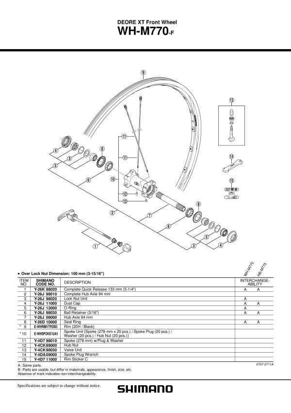 ŽBICA SHIMANO ZA WH-M770-F (278MM) UKLJ. PLUG I PODLOŠKA - Slika 2