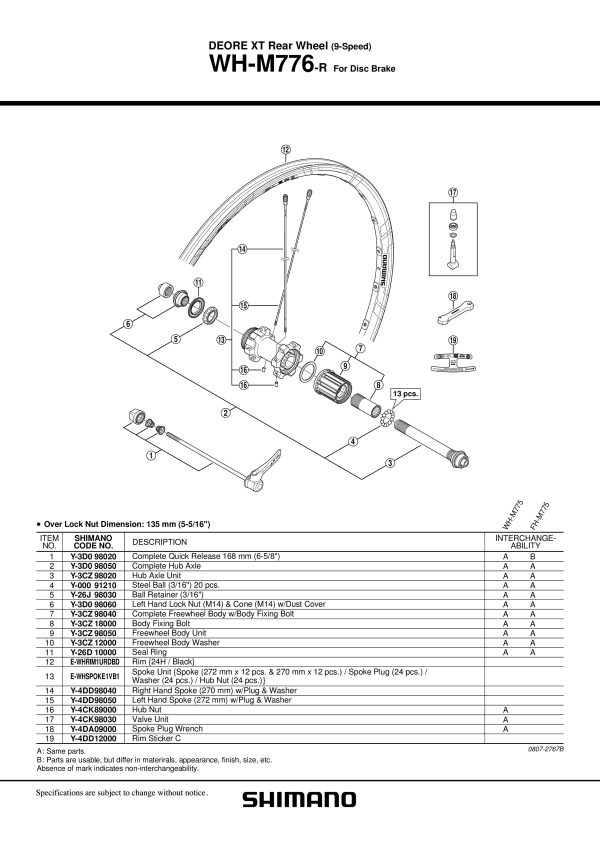 ŽBICA SHIMANO ZA WH-M776-F LIJEVA, UKLJ. PLUG I PODLOŠKA - Slika 2