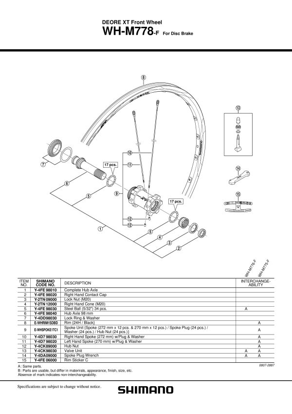 KUGLICA SHIMANO STEEL WH-M778-F 5/32", 34 KOM
