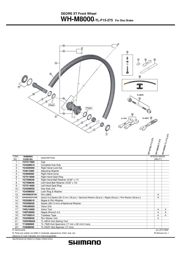 ŽBICA SHIMANO ZA WH-M8000-TL275 281.5MM I SPHERICAL PODLOŠKA - Slika 2