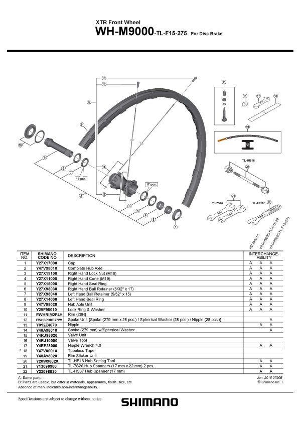 ŽBICA SHIMANO ZA WH-M9000-TL-F15-275 279MM I SPHERICAL PODLOŠKA - Slika 2