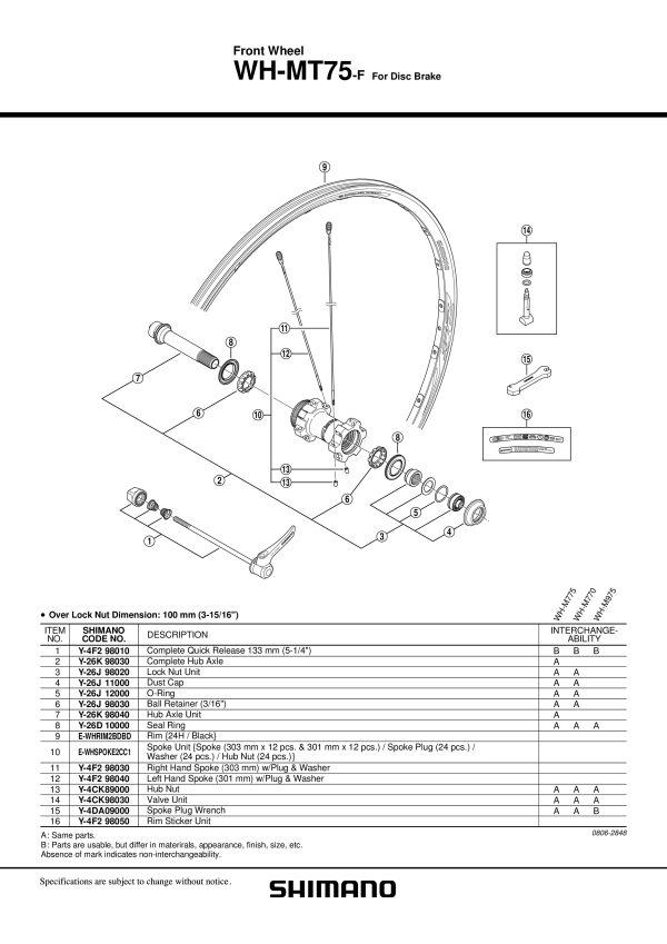 ŽBICA SHIMANO ZA WH-MT75F LIJEVA 301MM UKLJ. PLUG I PODLOŠKA - Slika 2