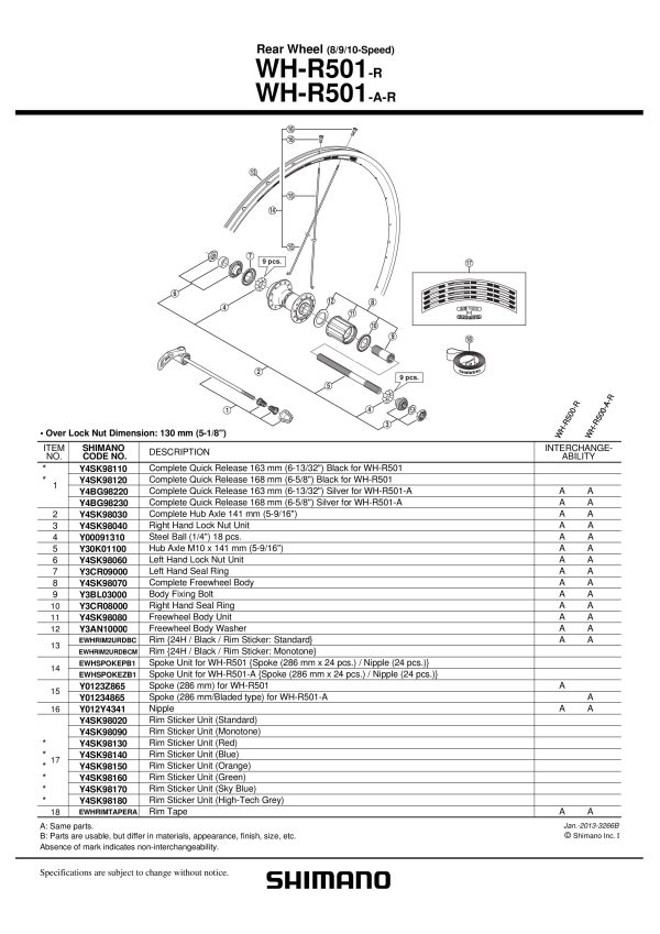 KONUS SHIMANO ZA WH-R501-R, LIJEVI,