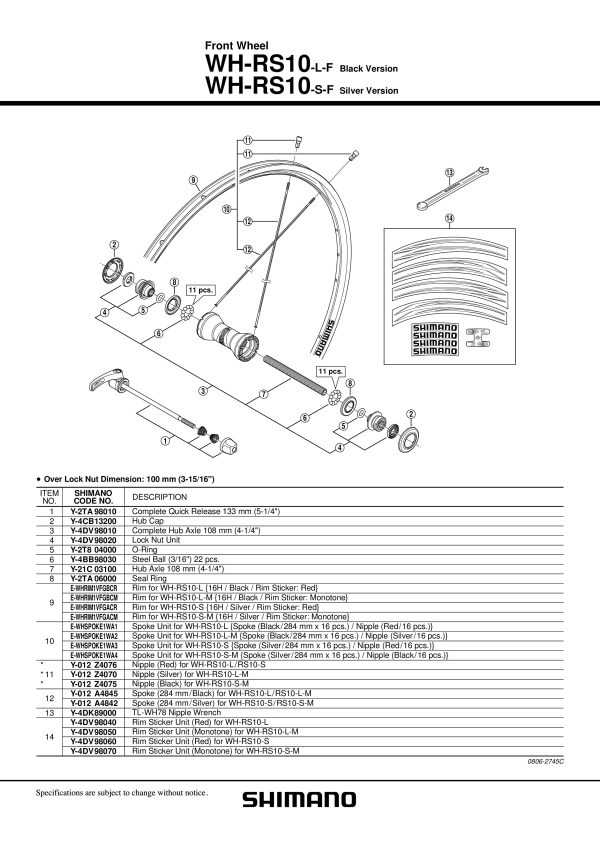 OSOVINA SHIMANO WH-RS10-F KOMPLETNA 108 - Slika 2