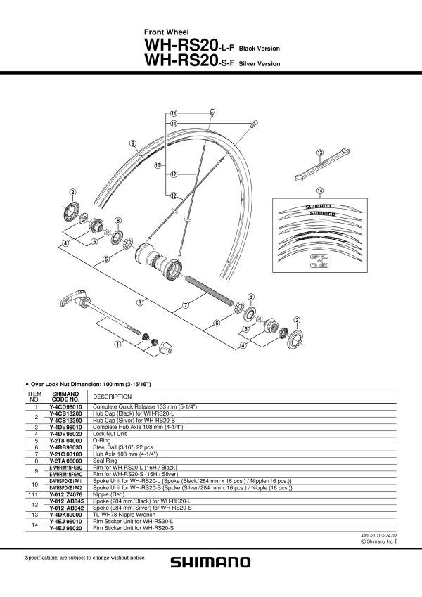 ŽBICA SHIMANO ZA WH-RS20 284MM CRNA - Slika 2