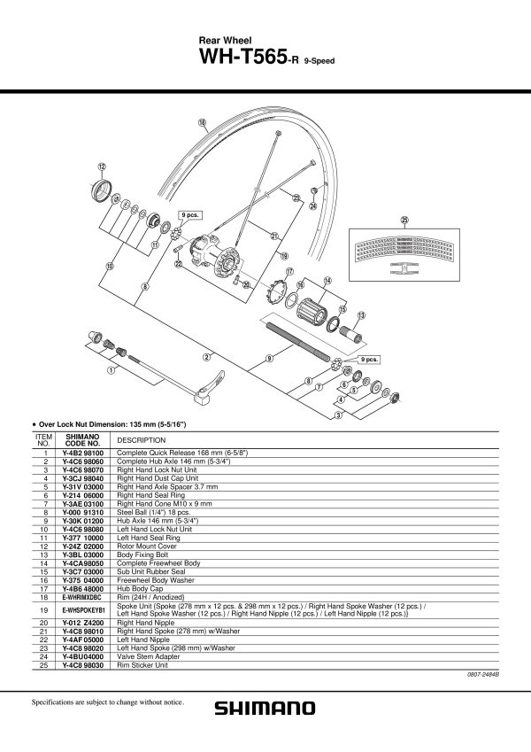 ŽBICA SHIMANO ZA WH-T565-R, LIJEVA, 298MM SA PODLOŠOM - Slika 2
