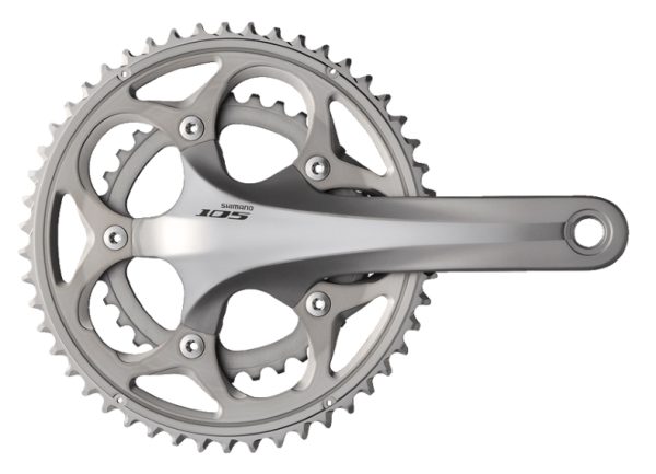 POGON SHIMANO 105 FC-5700-S, DOUBLE 172.5MM HOLLOWTECH 2,ZA 10-BRZINA, 52X39Z BEZ DIJELOVA OSOVINE POGONA, SREBRNA, IND.PACK