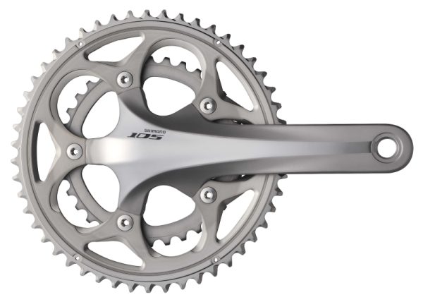 POGON SHIMANO 105 FC-5750S, DOUBLE 175MM HOLLOWTECH 2, ZA 10- BRZINA, 50X34Z BEZ DIJELOVA OSOVINE POGONA, SREBRNA, IND.PACK