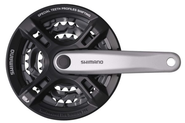 POGON SHIMANO TOURNEY FC-M171, 42X34X24Z CRN, POLUGA 165MM SREBRNA, ZA STRAŽNJI 6/7/8 BRZINA, SA ŠTITNIKOM, CRN, BEZ VIJAKA, CHAINCASE KOMPATIBILNO, IND.PACK