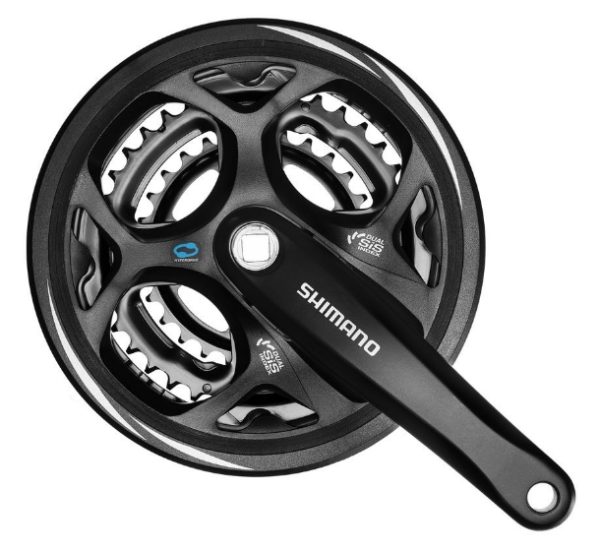 POGON SHIMANO ALTUS FC-M311-L, 48X38X28Z, POLUGA 170MM, ZA STRAŽNJI 7/8 BRZINA, ZA HG LANAC,SA ŠTITNIKOM, CHAINCASE KOMPATIBILNO, CRN, IND.PACK