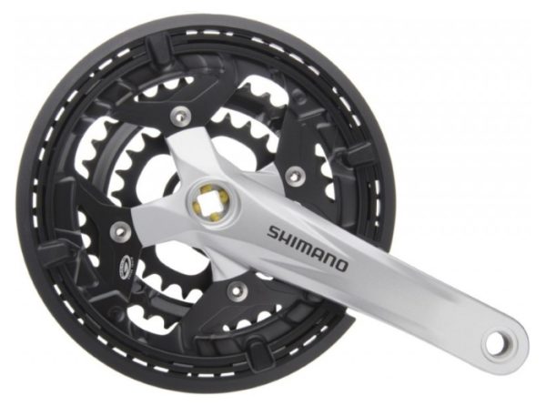 POGON SHIMANO ACERA FC-M391-S, 44X32X22Z, 170MM, ZA 9 BRZINA, CHAINCASE KOMPATIBILNO, SA ŠTITNIKOM, SA VIJCIMA, SHIMANO LOGO, SREBRNA, IND.PACK