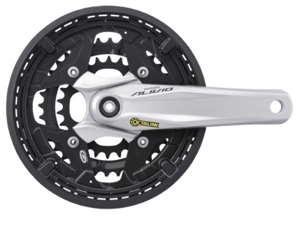 POGON SHIMANO ALIVIO FC-M431-S, 44X32X22Z, 175MM, ZA 9 BRZINA, OCTALINK, CHAINCASE KOMPATIBILNO, SA ŠTITNIKOM, SA VIJCIMA, ALIVIO LOGO, SREBRNA, IND.PACK