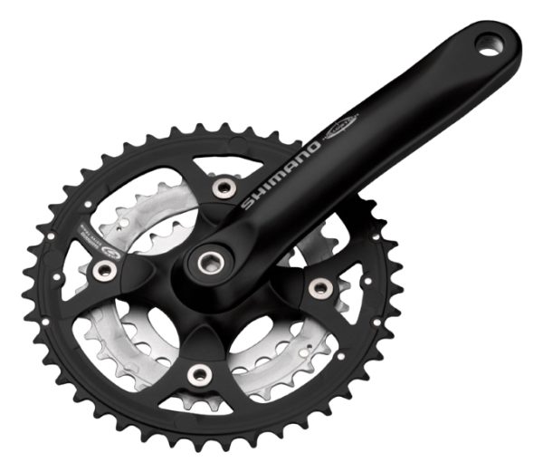 POGON SHIMANO FC-M460, 44X32X22Z, POLUGA 175MM, ZA STRAŽNJI 9 BRZINA, HOLLOWTECH, CHAINCASE KOMPATIBILNO, ZA CHAINLINE 47.5/50MM, BEZ ŠTITNIKA, CRN POLUGA/4-ARM SPIDER/44Z, SREBRN 32Z/22Z, BULK