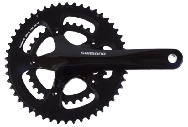 POGON SHIMANO 105 FC-R600, 50X34Z, POLUGA 175MM, ZA STRAŽNJI 10 BRZINA, IZ 2 DIJELA, UKLJ. OSOVINU POGONA BSA, CRN, BULK