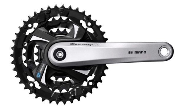 POGON SHIMANO TOURNEY FC-TX801, 48X38X28Z, POLUGA 165MM, ZA STRAŽNJI 7/8 BRZINA, BEZ ŠTITNIKA, CHAINCASE KOMPATIBILNO, UKLJ. VIJAK, SREBRN, IND.PACK