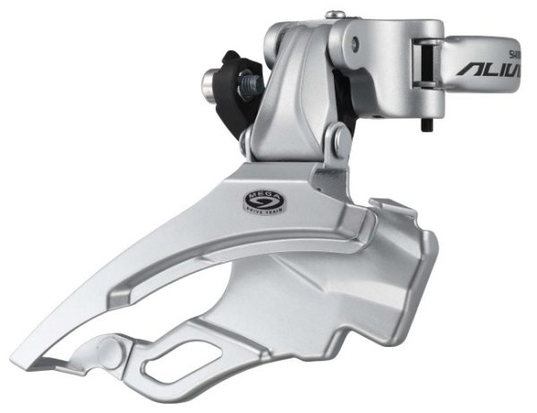 MJENJAČ PREDNJI SHIMANO ALIVIO FD-M431, DOWN SWING, DUAL PULL, ZA 9 BRZINA, OBUJMICA 34.9M (SA ADAPTEROM 31.8MM I 28.6MM), ZA 44/48Z, CS ANGLE 63-66, SREBRN, IND.PACL