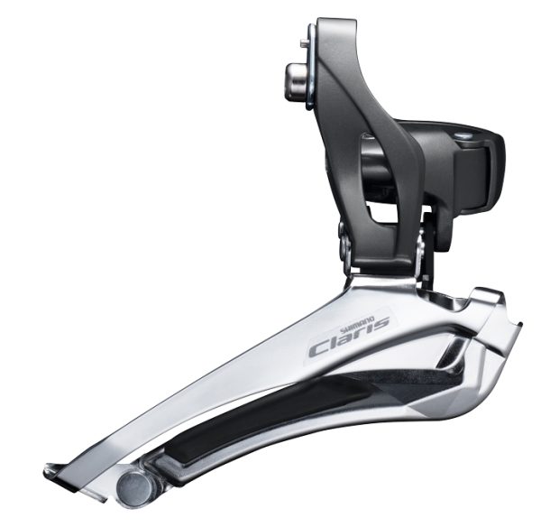 MJENJAČ PREDNJI SHIMANO CLARIS FD-R2000, ZA DOUBLE POGON, ZA STRAŽNJI 8 BRZINA, OBUJMICA 34.9MM (SA ADAPTEROM 31.8MM I 28.6MM), IND.PACK