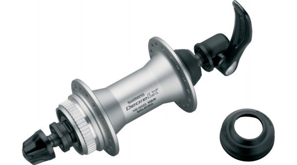 GLAVČINA PREDNJA SHIMANO DEORE LX HB-M585 32R SREBRNA OLD:100MM OS:108MM, ZA NORMAL CENTER LOCK DISC ROTOR, QR(CRNA):133MM, BEZ ROTOR MOUNT NAVLAKE, BULK