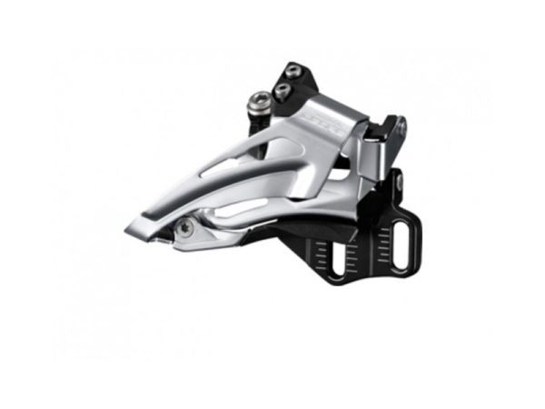 MJENJAČ PREDNJI SHIMANO DEORE FD-M618-E, ZA DOUBLE POGON, ZA STRAŽNJI 10 BRZINA, E-TIP (BEZ PLOČICE OSI POGONA), TOP SWING, DOWN PULL, CS ANGLE 66-69, CRN, IND.PACK