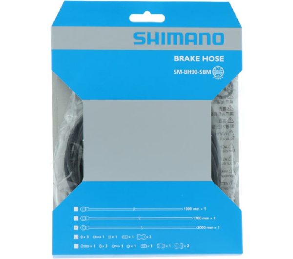 BUŽIR KOČNICE SHIMANO, SM-BH90-SBM, BANJO COLOR ; BLACK, 2000MM (BLACK), W/O HOSE COVER, W/O BANJO BOLT, IND.PACK