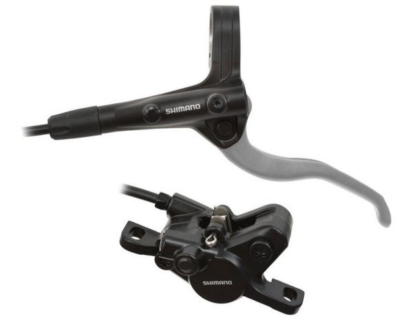 KOČNICA DISK SASTAVLJENA SHIMANO, BL-MT401(L), BR-MT400(F), CRNA (M. SREBRNA POLUGA RUČICE), BEZ ADAPTERA, RESIN PLOČICE (BEZ HLADNJAKA), UKLJ. OLIVU I INSERT, 1000MM (SM-BH59SS CRN), IND.PACK