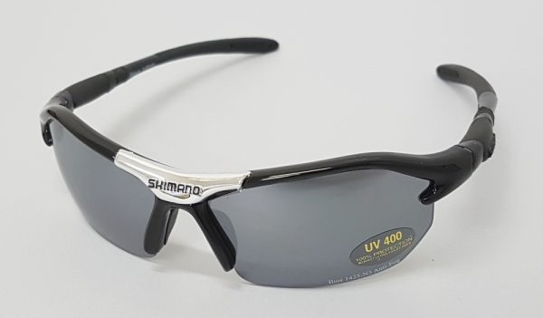 NAOČALE SHIMANO NOVA, SHINY BLACK W. SILVER, CHROME FRONT-PART (W. BLACK SHIMANO-LOGO)