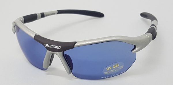 NAOČALE SHIMANO NOVA, SHINY HI-TECH SILVER, W. RUBBERISED NAVY FRONT-PART (W. SILVER CHROME SHIMANO-LOGO)