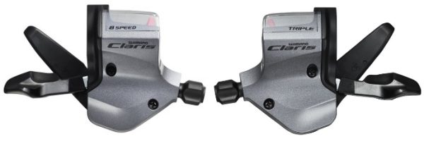 RUČICA MJENJAČA SHIMANO CLARIS SL-2400/SL2403, 8X3 BRZINE, ZA FLAT CESTOVNI VOLAN, RAPIDFIRE PLUS, SAJLA KOČNICE 2050/1800MM, BUŽIR MJENJAČA SP41 600/600/300MM CRN, OGD, IND.PACK