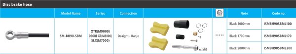 BUŽIR KOČNICE SHIMANO XTR M987 SM-BH90-SBM, 1000MM, ZA REZANJE, STRAIGHT CONNECT TIP BL (NOT ASSEMBLED), UKLJ. CONNECTING UNIT, UKLJ. TL-BH61, CRN, IND.PACK