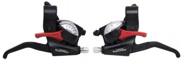 RUČICA KOČNICE/MJENJAČA SHIMANO TOURNEY ST-EF40 (LL)2S, 6X3 BRZINE, ZA V-BRAKE, 2 PRSTA, CRNA STANDARD DULJINA SAJLE MJENJAČA I KOČNICE, EZ-FIRE PLUS, CRNA, IND.PACK