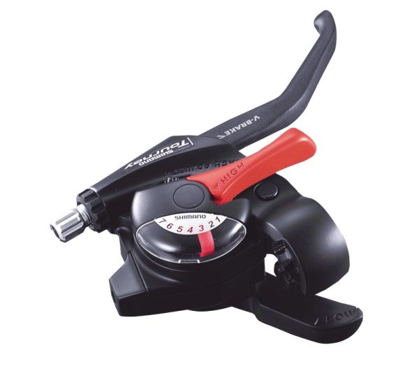 RUČICA KOČNICE/MJENJAČA SHIMANO ST-EF40-7R(LL)2S, 7 BRZINA, DESNA, 2050MM 2F-RESIN/ STEEL ZA V-BRAKE, CRNA(CRNA POLUGA MJENJAČA), VIJAK OBUJMICE ZA ALLEN KLJUČ, BULK